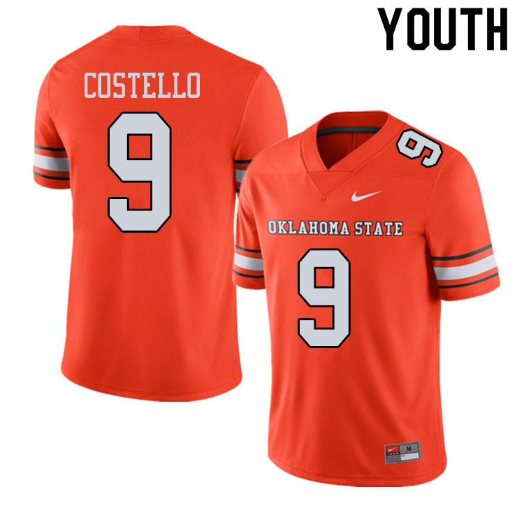 Youth #9 Brendan Costello Oklahoma State Cowboys College Football Jerseys Sale-Alternate Orange - Click Image to Close